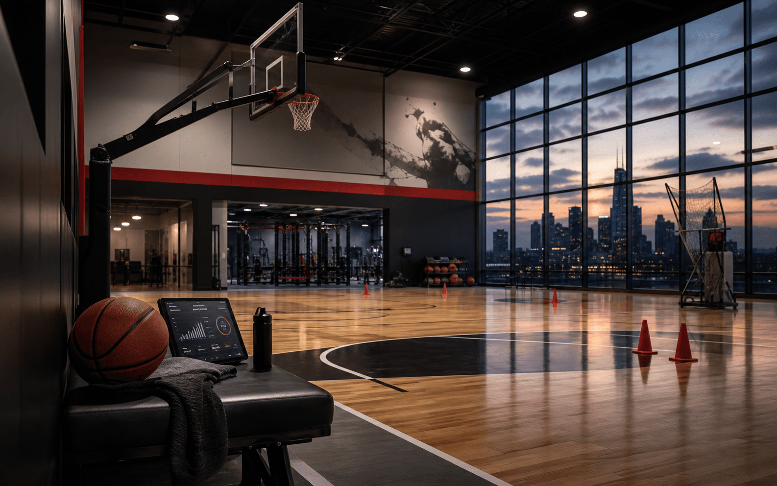 Basketball training facility with a digital athlete dashboard